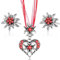 Sunshine smile 3 Stück Trachtenkette Wiesnherz,Trachtenschmuck Damen Set,Oktoberfest Trachtenschmuck Damen,Edelweiss Dirndl Schmuck für Damen Bierfest Trachten Dirndl Outfit Accessoires Oder （Rot）