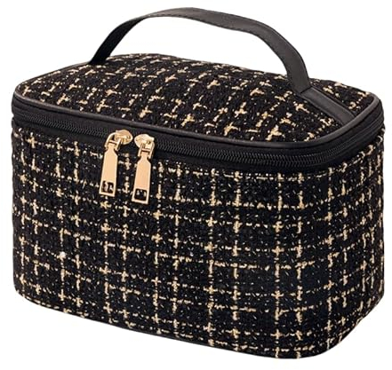 Lichi Kulturbeutel, Make-up-Tasche, Urlaub, Reisen, Essentials für Frauen, Kulturbeutel, Geschenke für Frauen, Geburtstag, einzigartig, Chanel-inspirierte Kosmetiktasche, waschbar, Schwarz ,