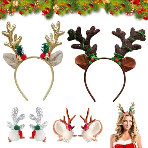 Lot de 6 Bandeaux de Noël en Forme de Bois de Sapin - Serre-tête Festif - Décoration pour Enfants et Adultes - Accessoires de Cheveux pour Cosplay
