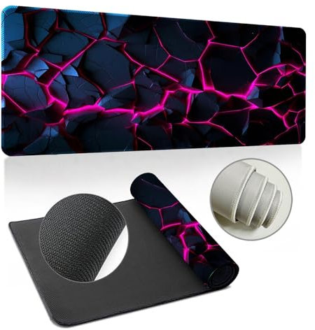 Hixingo Mauspad XXL/XL/L, 3D Riss Gaming Mauspad, Mauspad mit Anti-Rutsch Gummiboden, Vernähte Kanten Mousepad, Mouse pad für Büro, Zuhaus (1000x500x3mm,Rosa)