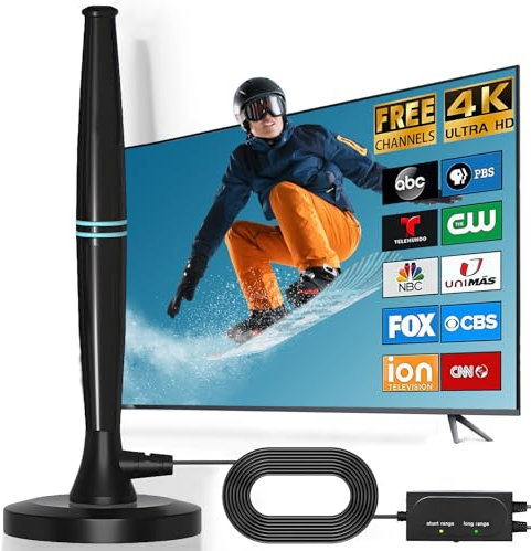 Hoquare TV Aerial Indoor, 2024 Upgraded Digital TV Aerial with Magnetic Base, Portable Smart TV Antenna with Booster, Long Range Reception Ultra for All TV Support 4K 1080P HDTV (Style1)