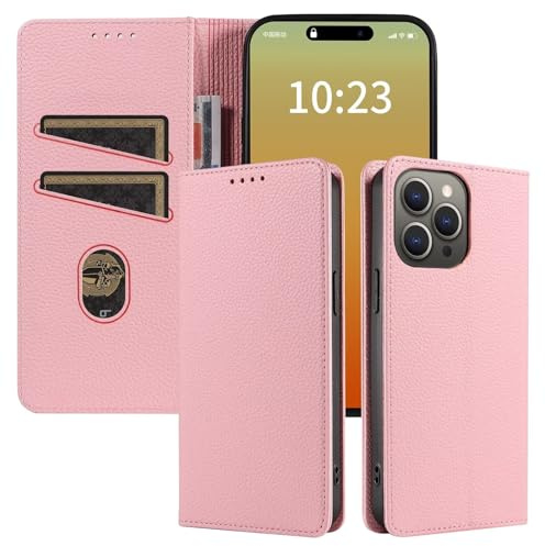 Cover per iPhone 16 Pro Max Custodia Portafoglio[Blocco RFID]Premium Pelle PU Wallet Case Flip Libro con Porta Carte Slot Supporto Flip Case per iPhone 16 Pro Max,Oro rosa
