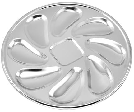 Itkcozcg Ameublement de maison, 8 emplacements, grande assiette à huîtres, plateau de service élégant en acier inoxydable, convient pour la maison et le restaurant