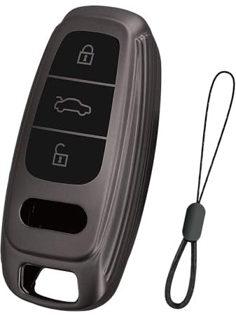 Teenpull Schlüssel Hülle für Audi A6L A6 A7 A8 Q7 Q8 E-Tron 2018-2024 A3 S3 S6 SQ7 RS6 S7 RS7 Schutz SchlüsselHülle für Autoschlüssel mit Schlüsselanhänger Autozubehör (E-Schwarz)