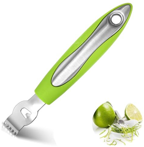 YIOIY Rallador de acero inoxidable de limón naranja cítrico herramienta pelador de cocina con cuchillo de canal (verde-B)