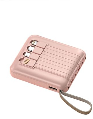 Portable Charger Power Bank 20000mah Display Power Bank, Fast Charging, Fast Mobile Phone Charging, 4 Cord Mobile Power (Pink)