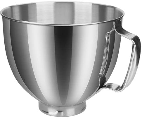 MMOBIEL Stainless Steel Mixer Bowl for KitchenAid 4.5-5 Quart Tilt-Head Stand Mixers Artisan & Classic Series 5 QT Stainless Steel Bowl with Handle – Mixing Replacement - Dishwasher Safe