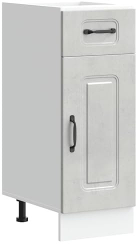 vidaXL Armoire de Cuisine Kalmar Gris béton Bois d'ingénierie, Meuble Bas d'évier, Meuble Bas de Cuisine avec tiroir, Meuble Bas de Cuisine avec Porte