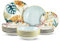 Wintem Servizio di Piatti 18 Pezzi in Porcellana Resistente con Decorazioni Tropicali e Colori Vivaci - Set per 6 Persone con Piatti Piani, Fondi e da Frutta - Comodamente Lavabili in Lavastoviglie