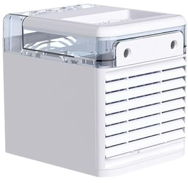 Ventilador de aire acondicionado, enfriador de aire personal recargable por USB, dispositivo de refrigeración con tanque de agua de 500 ml, ventilador de escritorio portátil para coche, escuela,