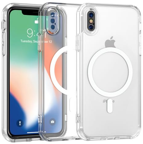 ZYIMOU Coque pour iPhone XS/iPhone X Compatible avec MagSafe, Magnétique Housse pour iPhone XS/iPhone X Étui Protection d'objectif Anti Rayures Antichoc Case, Transparente