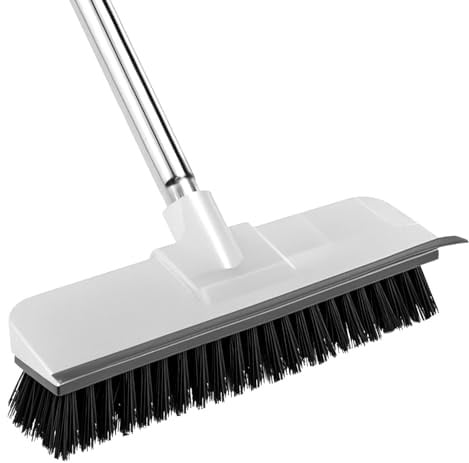 QWORK® 2 in 1 Floor Squeegee Broom, Scrape Brush with Stiff Nylon, Ideal for Bathroom and Indoor Floor Cleaning