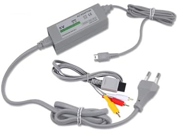 WICAREYO Netzteil EU Ladeadapter Mit 1.8M AV RCA Video Composite Kabel Kompatibel für Wii U Gamepad