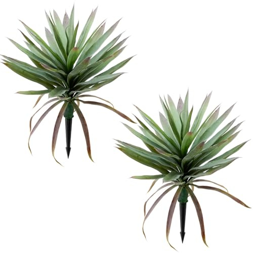 20 Tall Artificial Agave Plant with Ground Stakes Realistic Faux Agave for Indoor/Outdoor Home Decor (2 in 1)