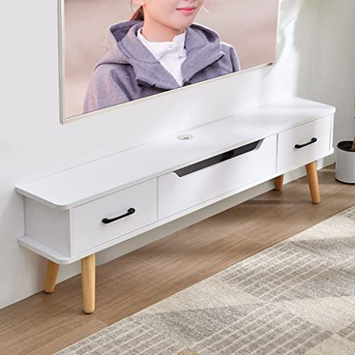 FHSLKXIM Consolle TV con Contenitore, Moderno Mobiletto Porta TV in Legno con Ante, Mobile TV retrò per Televisori Fino A 65 Pollici, Soggiorno, Bianco, 130 * 24 * 40