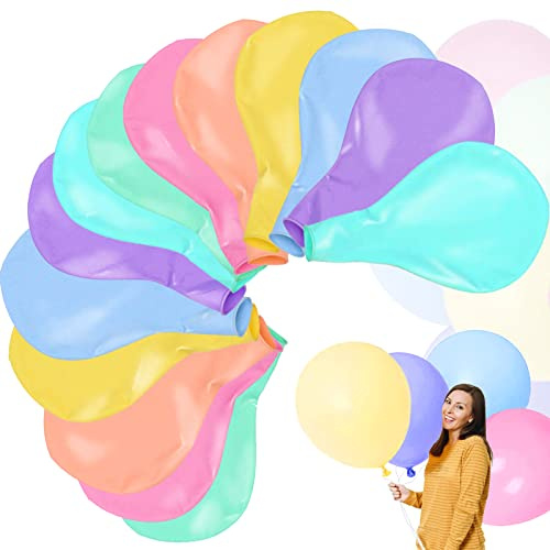 AUNGKWANG 14 Stück Riesenballon Bunt, 18 Zoll Macaron Luftballons, Großer Pastell Luftballon, Latex Riesige Ballon, Riesiger Runder Ballon für Geburtstag Hochzeit Jahrestag Festival Party Dekorationen