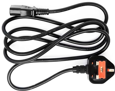 Wiltec Câble Alimentation pour Appareil à Froid UK Noir 4 m Fiche coudée pour Appareil à Froid Compatible PC Imprimante Écran Vidéoprojecteur Console Adaptateur Angleterre Cordon Secteur Intérieur