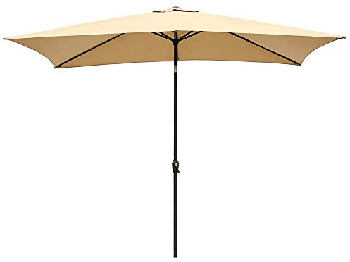 ZJFHEYUO Parasol de Jardin inclinable 2 x 3 m, Grand Parasol d'extérieur avec manivelle, Protection et étanchéité pour terrasse, Plage, Piscine