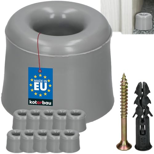 KOTARBAU® 10er Set Türstopper Boden zum Schrauben - Grau - 27 mm - Bodentürstopper - Bodenmontage - Türstopper - aus Gummi