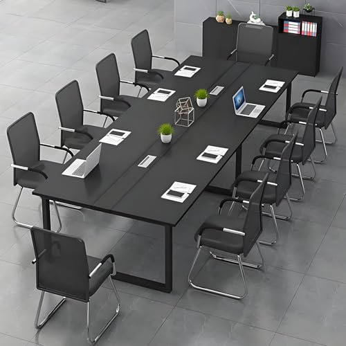 Tazyee Large Conference Table for Office & Meeting Room – Long Rectangular Desk for 6-20 People, Cable Management, Adjustable Foot Pads,Easy Assembly (Chairs Not Included) Black