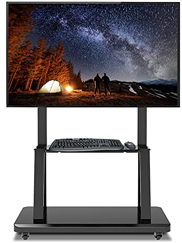 FBSHAD TV -Stand TV -änder Hochleistungsschwere TV -Floor -änder/Wagen, Black Rolling TV Mount änder mit Rädern und Aufbewahrung, einstellbarer Height -TV -Trolley für Heim-/Schlafzimmer/Studio Schöne
