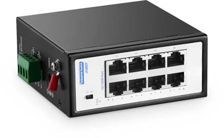 Mini switch industriale a 8 porte, 10/100 Mbit/s Fast Ethernet, con supporto per guida DIN e montaggio a parete, YuLinca Unmanaged IP30 (da -40 a 85 °C) switch di rete temprato