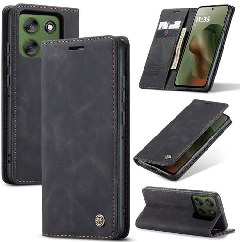 Azororo Funda para Motorola Moto G56 5G PU Cuero, Tapa Libro Estuche Flip Case, Tarjetas/Billetera, Soporte Plegable y Cierre Magnético Carcasa para Motorola G56 -Negro