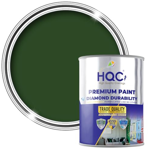 HQC Smooth Masonry Paint - Racing Green - 1 Litre - Exterior Wall Paint for Render, Pebbledash, Brick, Concrete & Garden Walls - Waterproof & Dirt Resistant - Long-Lasting & Easy to Apply