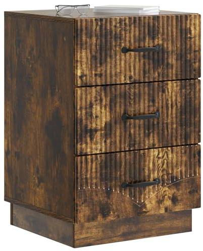vidaXL Nachttisch Geräucherte Eiche 43 x 41 x 63,5 cm Holzwerkstoff, Vintage Nachttisch, rechteckige Form, viel Stauraum, praktischer Schlafzimmerhelfer, kompakter Beistelltisch