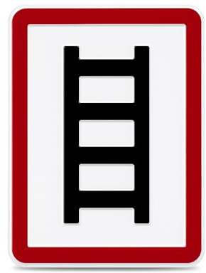 Betriebsausstattung24 Feuerwehr Schild Anleiterstelle Aluminium | 20,0 x 25,0 cm - Hinweisschild - DIN 4066 (E2) Stelle zum Anleitern Feuerleiter Vorschriften
