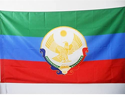 AZ FLAG Bandiera Repubblica del DAGHESTAN con Stemma 150x90cm - Bandiera Russia 90 x 150 cm Foro per Asta