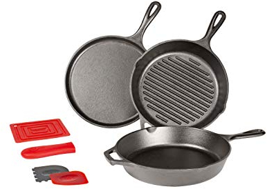 Lodge L6SPA41 Essential Pfannen-Set, 7-teilig, schwarz