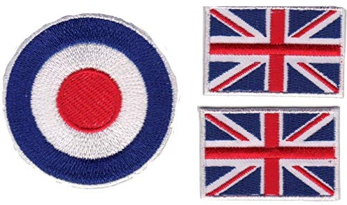 B2SEE Iron on Patch Aufnäher Aufbügler Applikation Flagge Fahne Wappen Emblem Union Jack England 3 er Set MOD ca 6,2 cm Plus-2 Stück Mini Union Jack a 4 cm