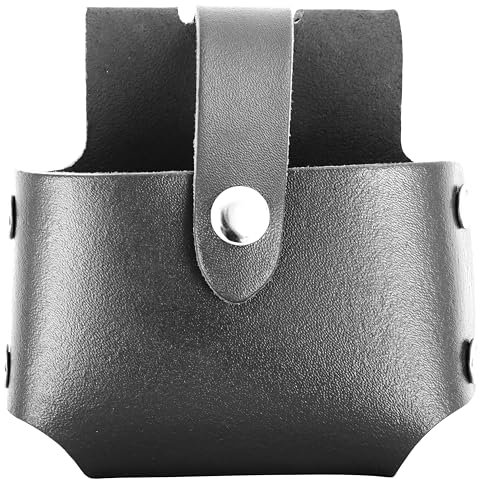 Black Leather Tape measure Holder Holster with button loop fastening heavy duty Scaffolding Tools
