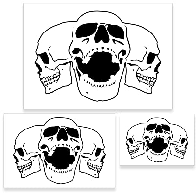 Custom Shop Airbrush Triple Skull Pile Schablonen-Set (Totenkopf-Design in 3 Maßstäben) – Lasergeschnittene wiederverwendbare Vorlagen – Auto Motorrad Grafik Kunst