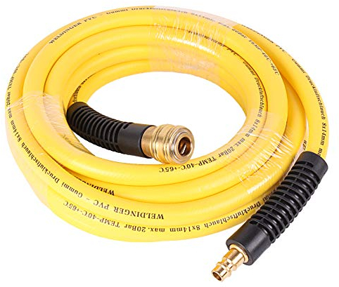 WELDINGER Druckluftschlauch 5 m Gummi-PVC 8 x14 mm mit Messingkupplungen