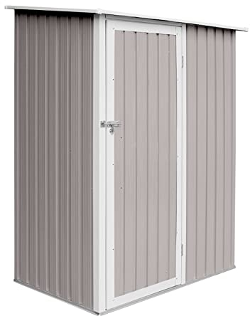 HATTORO P80 Geräteschrank HELLGRAU Geräteschuppen Metall-Schrank Metall-Schuppen Garten-Schrank 130 cm x 80cm x 186 cm