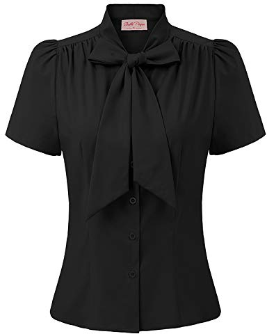 Belle Poque Elegante Blusa per Donna a Tinta Unita a Manica Corta vestibilità Slim Bp0819-2 XXL