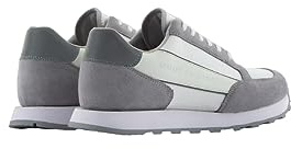 Armani Exchange Hombre Suede Bicolor Sneakers Zapatillas, Off White Silver, 41.5 EU