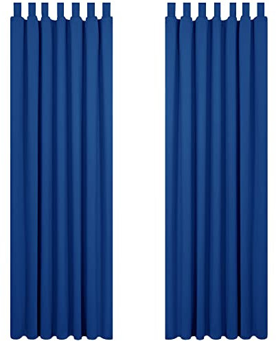 Deconovo Blickdicht Vorhang mit Schlaufen Verdunkelungsgardinen Thermo Kinderzimmer Thermovorhang Kälteschutz thermo gegen Kälte Thermogardine Hitzeschutz, 290x140 cm(HöhexBreite), Königsblau, 2er Set