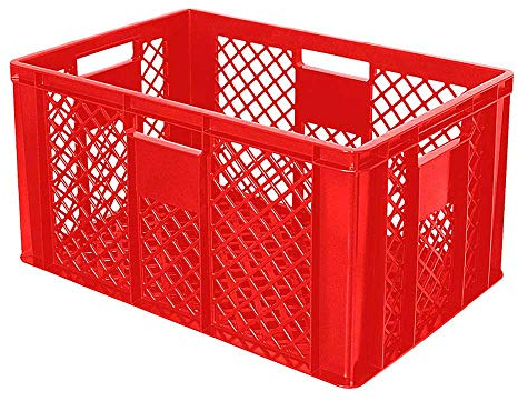 BRB 54 Stück Eurobehälter/Bäckerkiste durchbrochen, LxBxH 600x400x320 mm, PE-HD, lebensmittelecht, rot, Palettenware