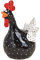 matches21 Hahn Huhn Dekofigur trendig in schwarz weiß gepunktet Osterdeko Frühlingsdeko Keramik Figur 1 STK 19 cm