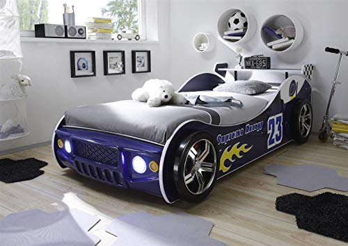 möbelando Bett Kinderbett Jugendbett Auto Kinder Jugend Autobett Letta I Blau