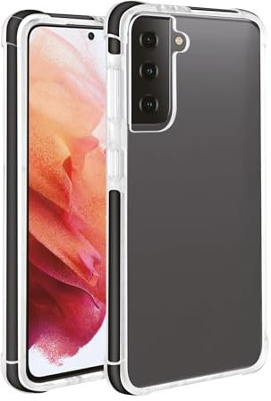 VIVANCO Safe Steady Backcover Samsung Galaxy S21 (5G) Schwarz, Transparent Induktives Laden, Spritzw