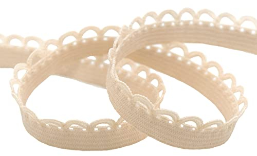 DIY PARK 5 Yard 3/8 10mm Picot Loop Decorative Frilly Lace Trim Elastics Spandex Band Underwear Lingerie Dress Sewing Craft (Nude)