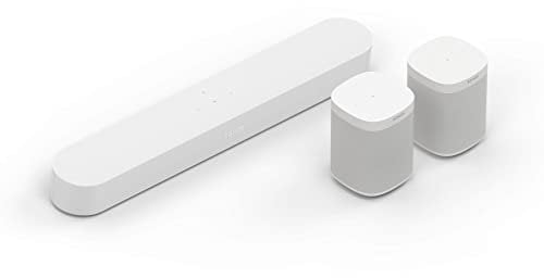 Sonos Beam (Gen 2) Soundbar, color blanco (White), 5.0 (soundbar Beam + 2 altavoces One Gen2)