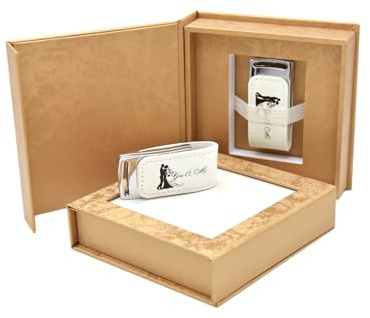 Elegantdisk USB-Stick You&Me mit USB-Box. Hochzeit Design. USB 3.0 (Gold, 16, GB)