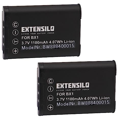 EXTENSILO 2X Batterie Compatible avec Sony Cybershot DSC-H400, DSC-HX300, DSC-HX400, DSC-H400V, DSC-HX350 Appareil Photo (1100mAh, 3,7V, Li-ION)