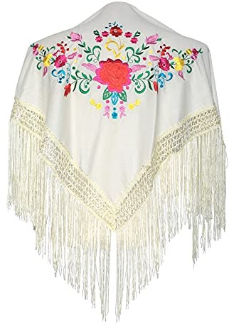 La Señorita Manton espagnol – Foulard – Blanc avec fleurs – Taille S