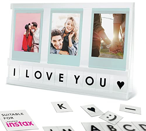 Elil Instax-Rahmen für Fujifilm Instax Mini-Filmzubehör, Acrylrahmen für den Schreibtisch, Instax-Bildanzeige mit personalisierter Nachricht, kompatibel mit Instax Mini, Instax Square und Wide Instax